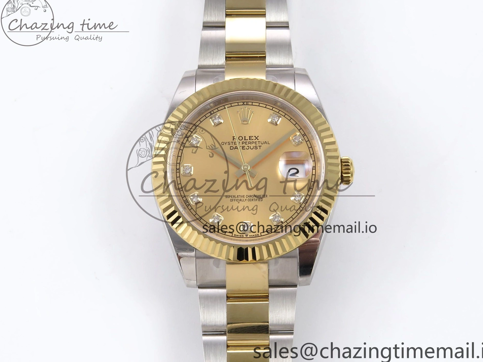 MiroTime 0514 DateJust 41 126333 EWEF Best Edition YG Diamonds Dial on SS YG Oyster Bracelet A Minimalist 973